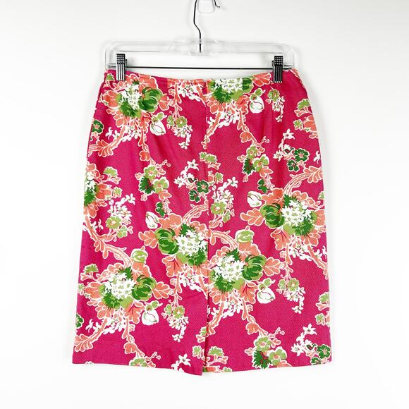 Talbots Pink Floral Straight Pencil Skirt Stretch Office Career Womens Size 4 - Picture 8 of 11